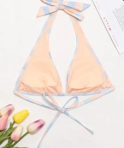 CUPSHE Swimwear BOGO 40% OFF Jaida Checkered Back Tie Halter Bikini Top