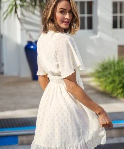 CUPSHE Maritza V-neck Short Sleeve Elastic Waist Dress Dresses