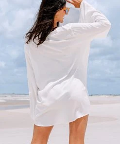 CUPSHE Sienna V-neck Loose Waisted Bell Sleeve Cover-up Dress Cover Ups