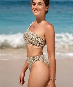 CUPSHE Swimwear BOGO 40% OFF Keep It Cool One Shoulder Bralette And Cheeky High Waist Bikini Set