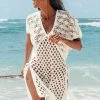 CUPSHE Honeycomb Lace Up Tunic Cover Up Summer Dresses 2022
