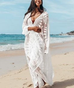 CUPSHE Floral Mesh Long Kimono Cover Up Cover Ups