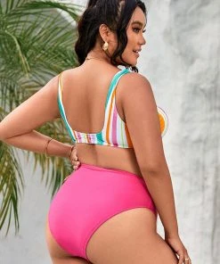 CUPSHE Street Art Scoop High Waist Tummy Control Plus Size Bikini