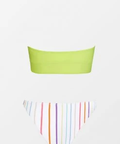 CUPSHE Swimwear UP TO 70% OFF Candy Stripe Bandeau Midkini And Ultra Cheeky Hipster Set