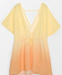 CUPSHE Tiara Ombre Print Plunge Drawstring Cover Up Cover Ups