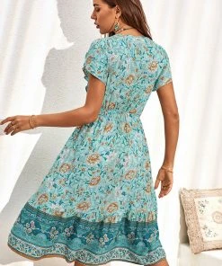 CUPSHE Gertie V-neck Bubble Sleeve A-Shape Dress