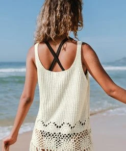 CUPSHE Cover Ups Rebeca Wide Straps Tassel Crochet Cover Up