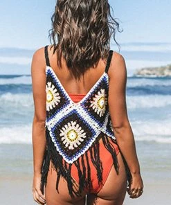 CUPSHE Carissa Crochet Fringe Hem Slip Cover Up