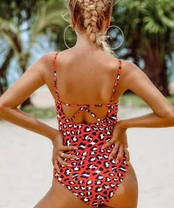 CUPSHE One Pieces Red Leopard Print One Piece Swimsuit