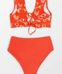 CUPSHE Swimwear UP TO 70% OFF Sweet Cherries Midkini High Waist Tummy Control Plus Size Bikini