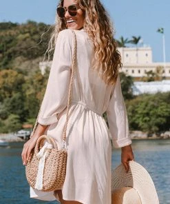 CUPSHE Donna Shirt Collar Elastic Waist Dress