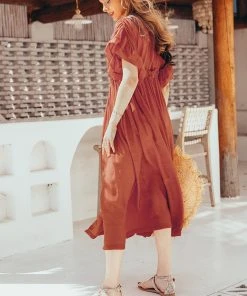 CUPSHE Billie Burnt Orange Ruffle Cover-up Dress