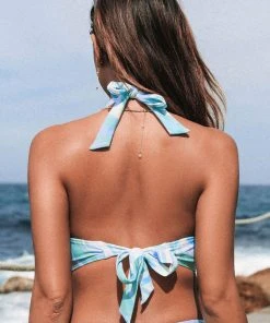 CUPSHE Neon Waves Halter Bikini Top Swimwear BOGO 40% OFF