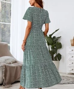 CUPSHE Deb Round Neck Smocking Dots Pattern Dress