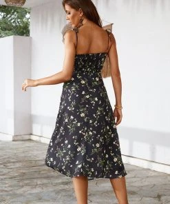 CUPSHE Aleta Strap Smocking Floral Dress Dresses