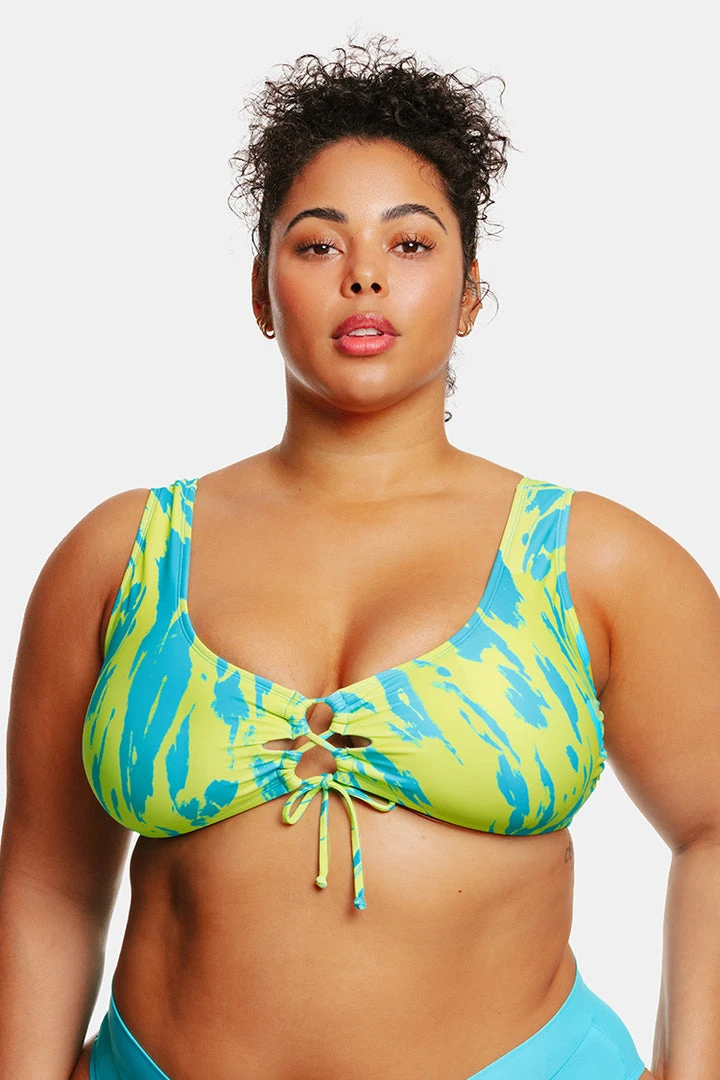 CUPSHE Art Walk Animal Strappy Front Bralette Plus Size Bikini Top