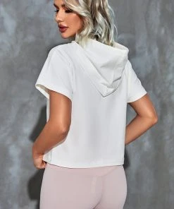 CUPSHE Tassel & Embroidery Candy Kiss Floral Embroidery Short Sleeve Crop Hoodie