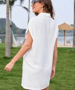 CUPSHE Ke’e Beach Shirt Collar Mini Length Cover Up Summer Dresses 2022