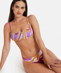 Cupshe Bikinis Amethyst Waves Bandeau & Cheeky Hipster Set