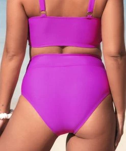 CUPSHE Omniscient Banded High Waist Tummy Control Plus Bikini Bottom