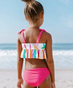 CUPSHE Happy Leaf Girls Ruffled Tankini And Hipster Bikini Set