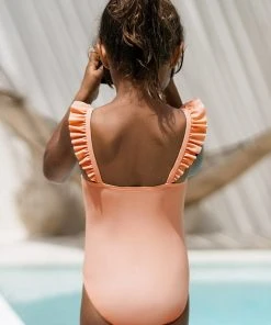 CUPSHE Nature Trip Solid Girls’ Ruffled Strap One Piece Swimsuit One Pieces