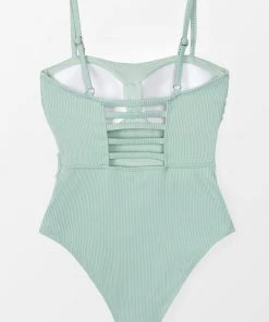 CUPSHE One Pieces Anahi Green Square Neck Belted One Piece Swimsuit