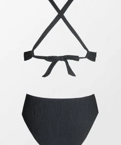 CUPSHE Wild Waves Black Ring Front Tall Tri And Classic Hipster Bikini Set