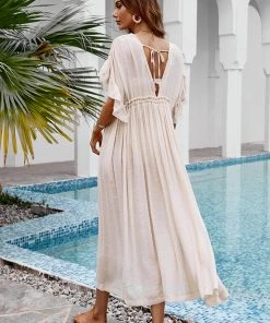 CUPSHE Fanny Plunge Ruffle Backless Cover Up Cover Ups