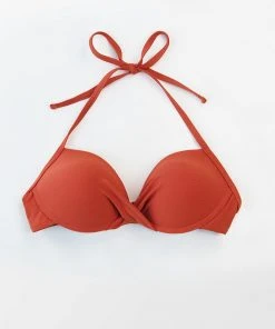 CUPSHE Orange Twist Halter Bikini Top Swimwear UP TO 70% OFF