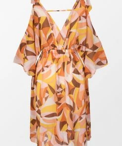 CUPSHE Summer Dresses 2022 Elissa Geometric Print Tie Shoulder Cover-up Dress