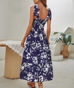 CUPSHE Helka Smocking Floral Slip A-shape Dress