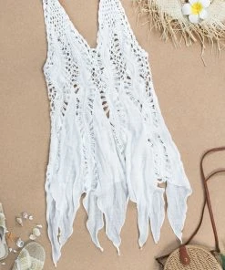 CUPSHE Summer Dresses 2022 Buttoned Sleeveless Jagged Edge Hem Cover Up