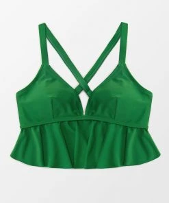CUPSHE Zoe Ruffle Crisscross Plus Size Bikini Top Swimwear UP TO 70% OFF