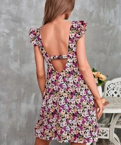 CUPSHE Dresses Kenya Ditsy Square Neck Cut Out Dress