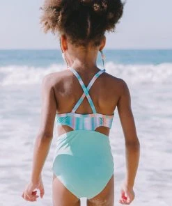 CUPSHE Pleasant Stripe Girls’ Cutout One Piece Swimsuit One Pieces