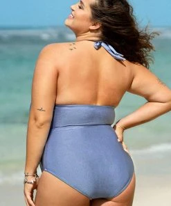 CUPSHE Lesly V-neck Halter Belt Plus Size One Piece Swimsuit