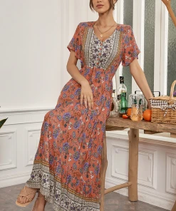 CUPSHE Galilea V-neck Boho Tie A-Shape Dress Dresses