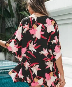 CUPSHE Sloane Tropical Print Lace Trims Short Cover Up