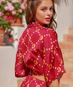 CUPSHE Vestrahorn Red V-Neck Cover Up Cover Ups