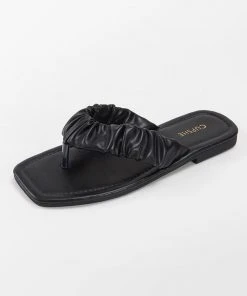CUPSHE Black Orchid Ruched Thong Sandals