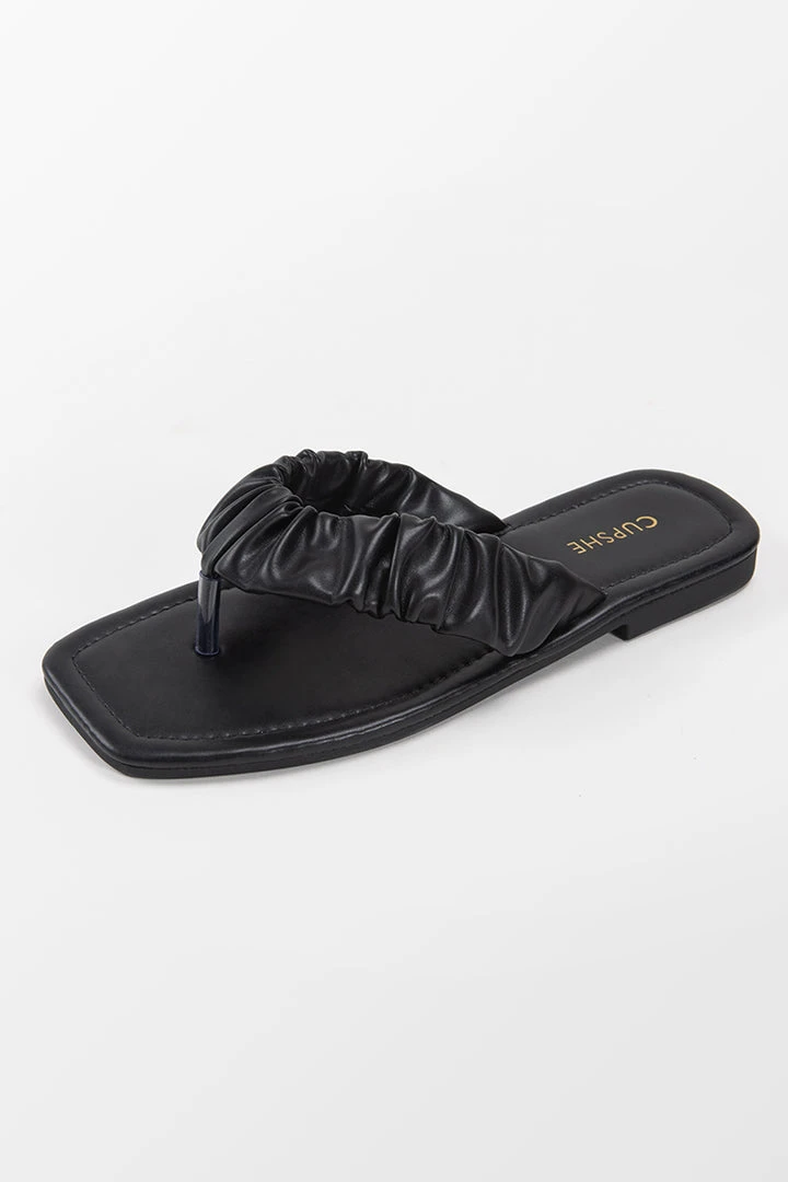 CUPSHE Black Orchid Ruched Thong Sandals