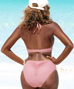 CUPSHE Bermuda Bliss Bunny Tie Pink Underwire Halter And Hipster Bikini Set