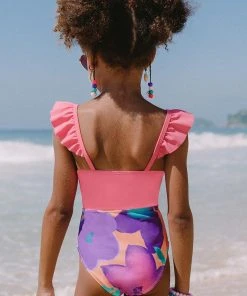 CUPSHE Girls’ Lush Garden Ruffled Square Neck One Piece Swimsuit