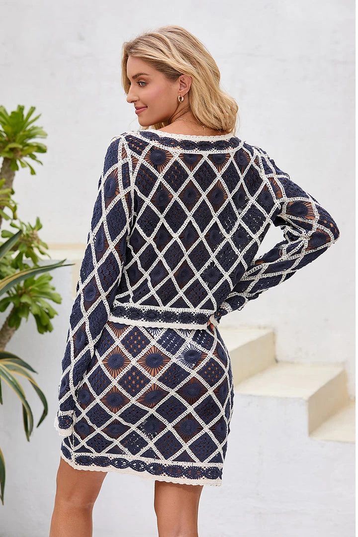 CUPSHE Rosalee V-neck Crochet Top And Elastic Waist Skirt Set Cover Ups