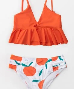 CUPSHE Swimwear UP TO 70% OFF Emma Twist Cutout Ruffle Tankini For Toddler Girls And Girls