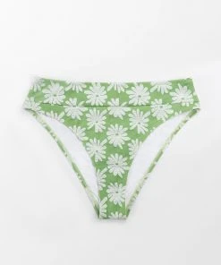 CUPSHE Light Green Floral High Waisted Bikini Bottom
