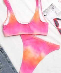 CUPSHE Radiant Sun Ombre Bralette Bikini Top & High Waist Bikini Bottom