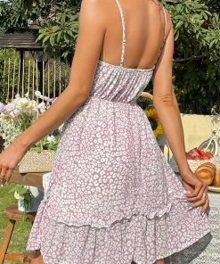 CUPSHE Kyleigh V-neck Elastic Waist Ruffle Slip Dress Dresses