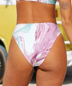 CUPSHE Swimwear UP TO 70% OFF Marbled Swirl Cheeky High Leg High Waist Bikini Bottom